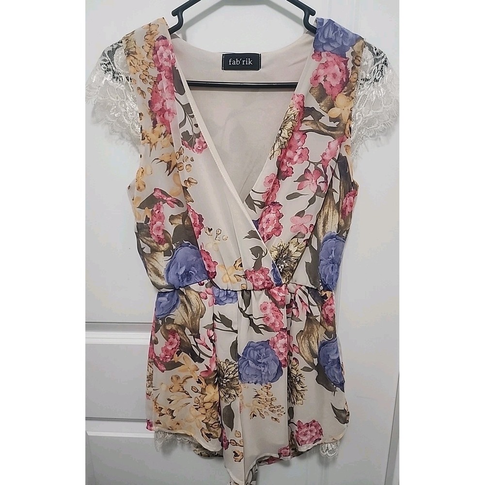 Fab'rik Romper Womens Size Small Short Sleeve Floral Fabrik S Made In USA Shorts